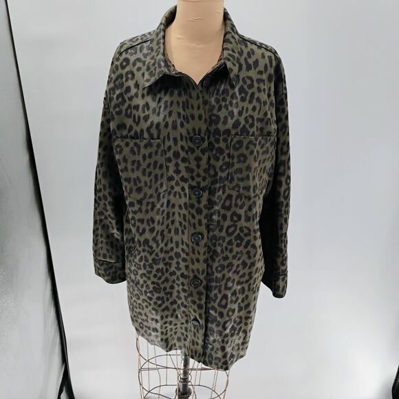 Zara Animal Print Overshirt, Size M lapel collar long cuffed Sleeves shacket - Picture 2 of 14